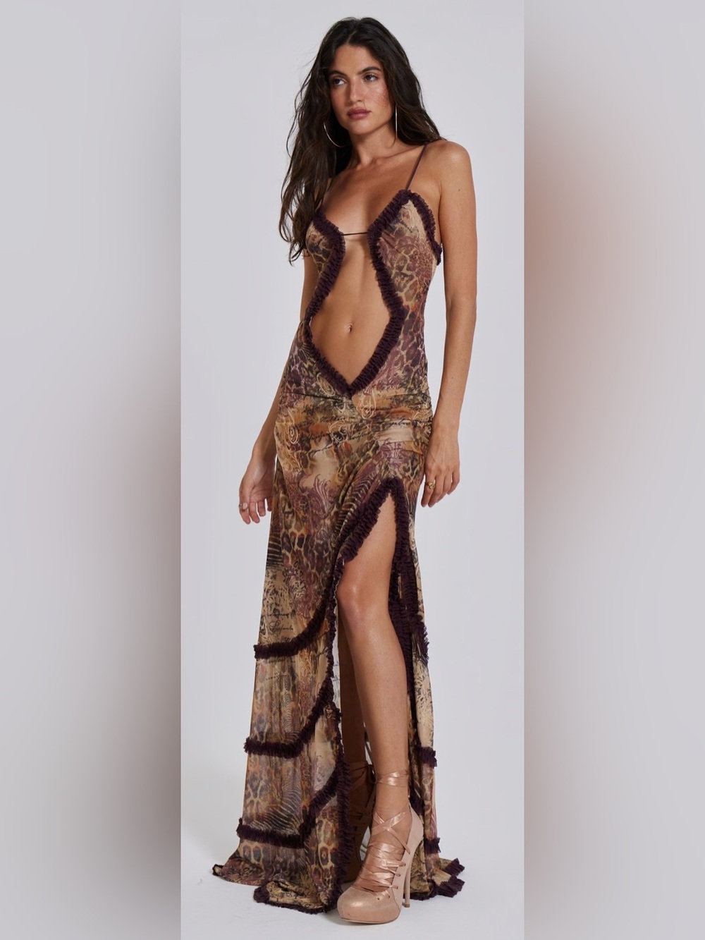 Jaded London Fatale Maxi Dress in Sunrose Size - US 8 - UK 12
